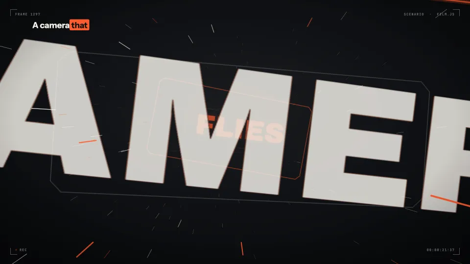 The camera flying through the word FLIES