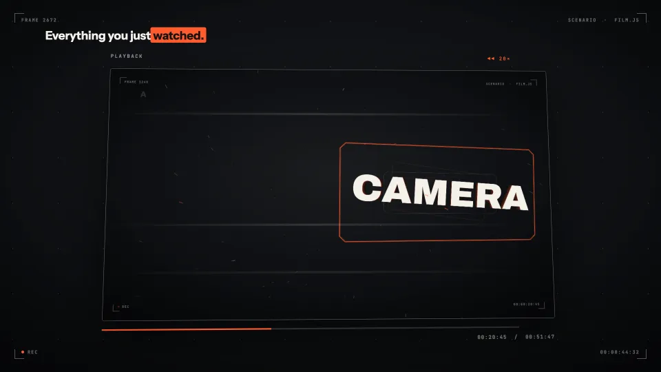 The film rewinding inside a tilted playback window